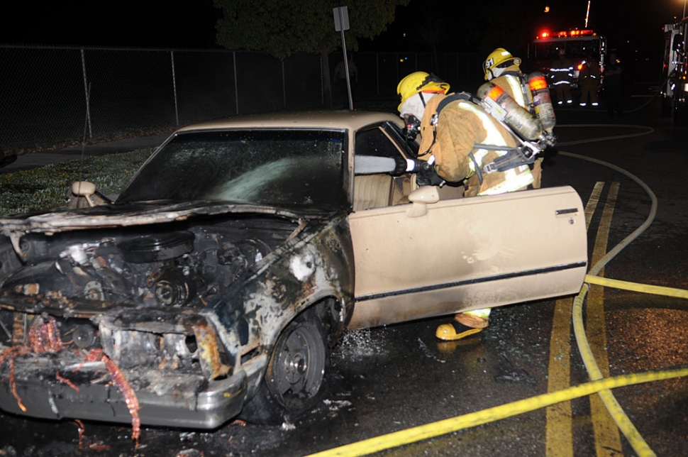 Upon arrival of fire units vehicle was fully involved with flames. 