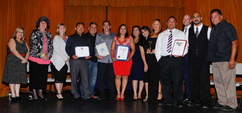 Youth Sports group of the Year AYSO. Pictured are Board members Irma Magana, Martin Guerrero, Ari Larson, Martin Herrera, Enrique Navarrete, Arnold Munoz, Joe Ordaz, Alfonso Romero, Omero Martinez, Frank Garibay, Maria Garibay, Greg Aguilar, Leti Garcia Cedillos, Sergio Lara, Lydia Lara, Yaneli Lara, Willie Diaz and Elisa Carreno.