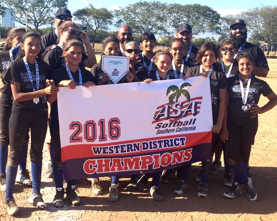 Congratulations to the Fillmore Girls Softball 12U Division on becoming Western District Champions. Players: (l-r) Amber Cervantez, Zoie Isom, Ebony Venegas, Alexis Sanchez, Lily Murillo, Kayleen Jacinto, Alyssa Ocegueda, Anika Lopez, Jordyn Blankenship, Emma Ocegueda, Jazalyn Ramos, Aaliyah Arias. Coaches: Tim Isom, Beany Venegas, Pokey Sanchez and Rudy Murillo.