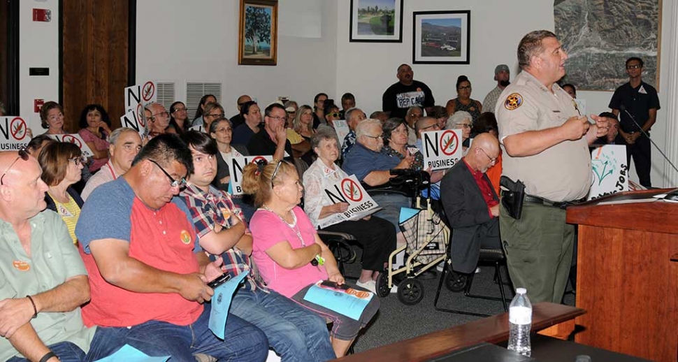 Fillmore Police Chief Dave Wareham along with other Fillmore citizens addressed the city council in regards to the negative affect cultivation of marijuana in Fillmore will have on the city, which has voted strongly against it.