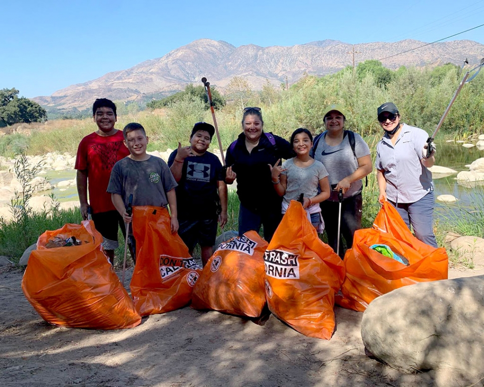 Saturday, September 26th the Santa Clara and Historical Museum Sespe riverbed, trails, and path clean up took place starting at Shiell’s Park in Fillmore. Caltrans kindly donated trash bags and loaned 20 trash grabbers for volunteers to use. Pictured are a group of kids and their moms who helped with clean up, along with other groups such as the Bearded Villains of Ventura who came out to help.