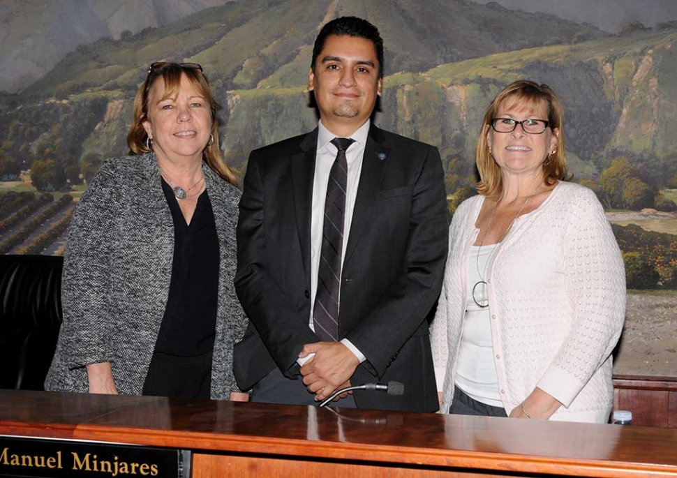 At last night’s city council Manuel Minjares was appointed Fillmore City Mayor, replacing former Mayor Carrie Broggie (left). Diane McCall (right) was named Mayor Pro-Tem.