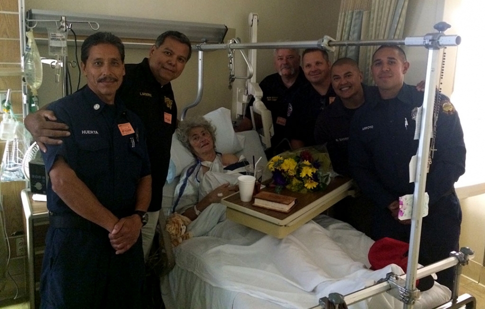 Pictured is Capt. Al Huerta, Fire Chief Rigo Landeros, EMS Chief/AMR Bob Scott, Firefighter/AMR Ken Harris, Capt. Billy Gabriel and Firefighter Jason Arroyo. Not pictured is Lou Farah Sr. and Michael Lechnar.