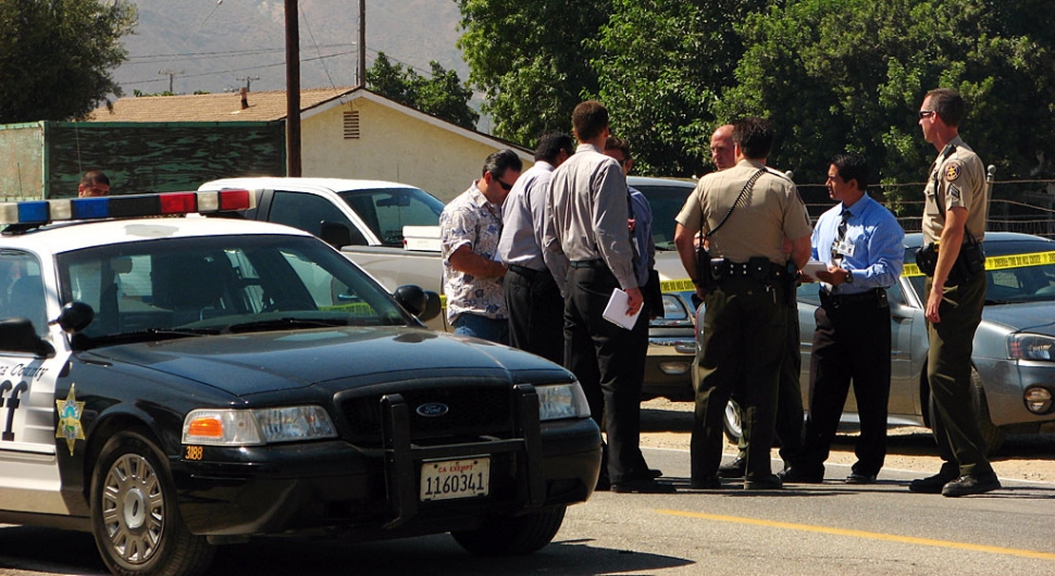 Crime scene investigation in Piru.