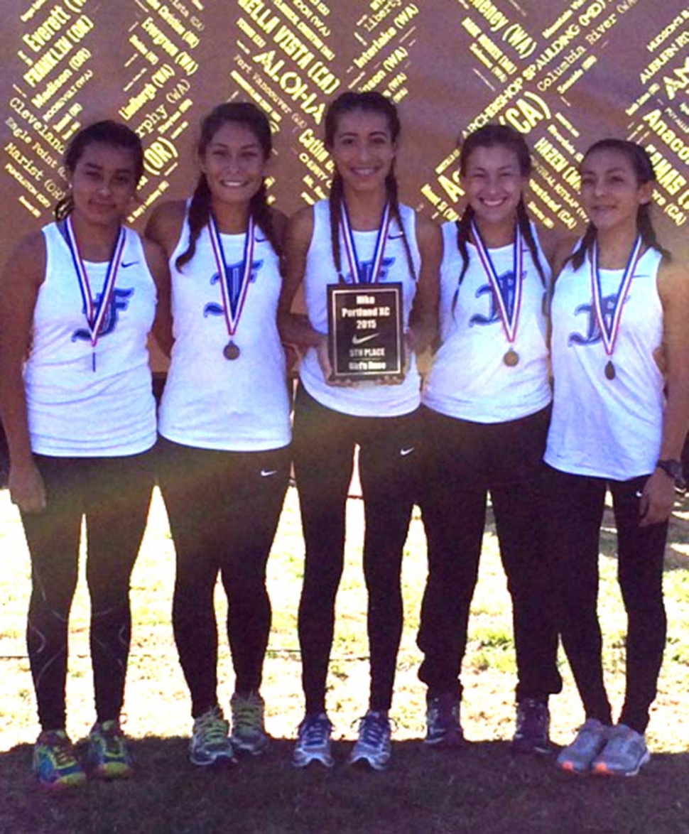 Lady Flashes at The Nike Portland Invitational. (l-r) Jackie Chavez, Erika Ruiz, Lupita Perez, Kimberly Vazquez and Carissa Rodriguez.