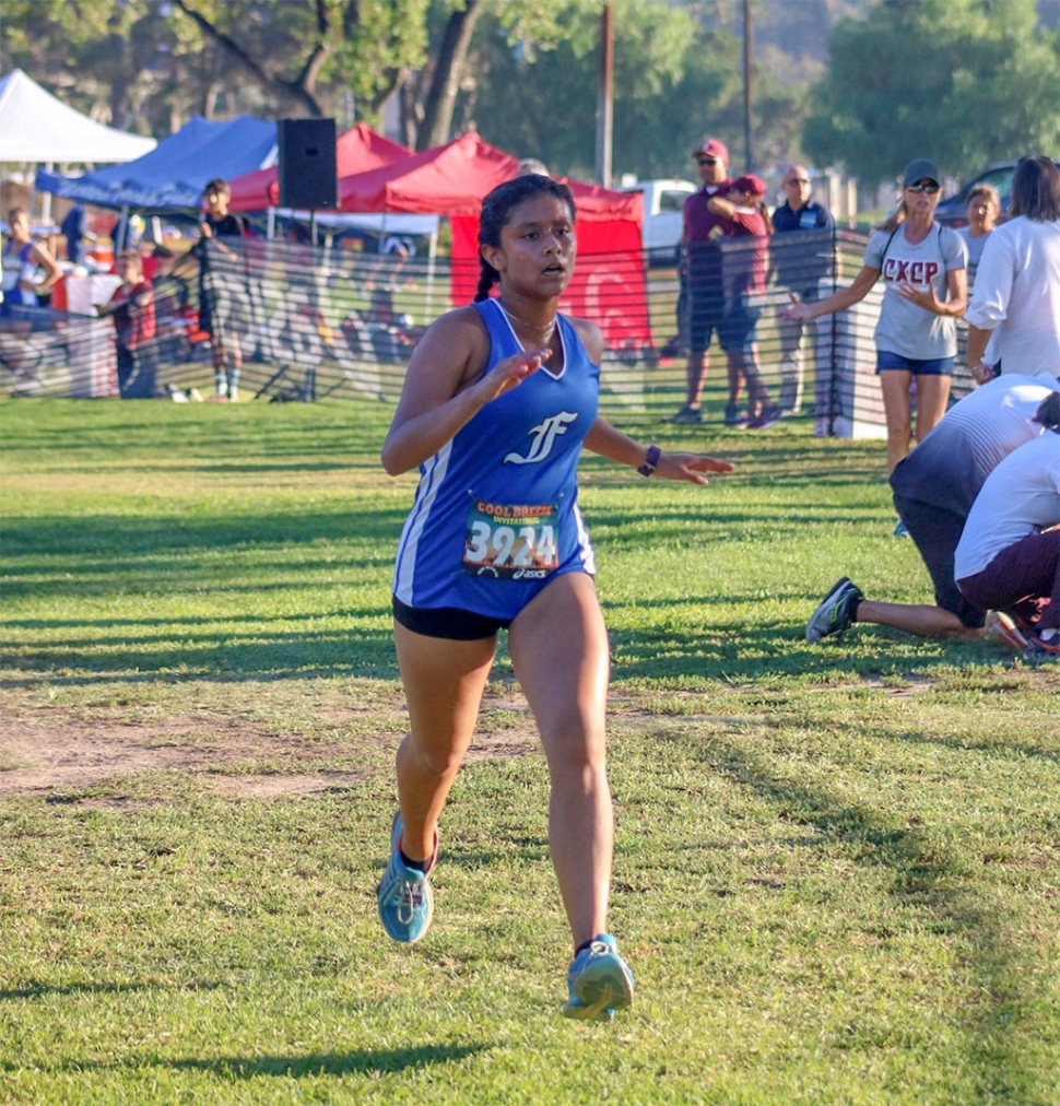 Sophomore Emma Orozco placed 33rd with a running a time of 23:47.6 in her first race at the Cool Breeze Invitational.