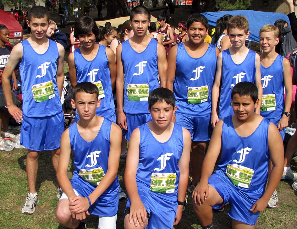 Freshmen Boys took 5th place at the Mt. Sac Invitational. Pictured Top (l-r) Anthony Larin, Frank Chavez, Jaime Valdovinos, Ricardo Gutierrez, Justin Beach, and Nicholas Johnson.

