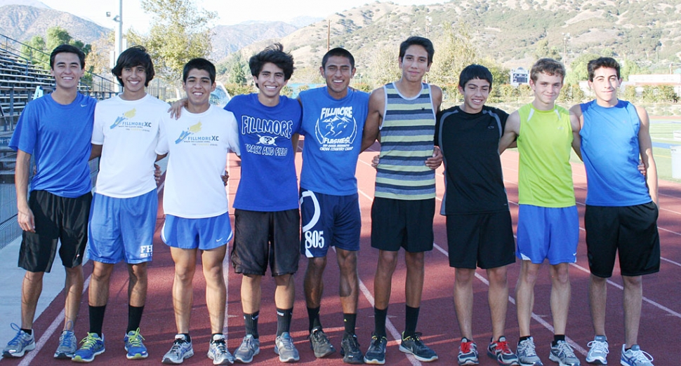 Boys XC CIF Team 2012 (l-r) Jose Almaguer, Frank Chavez, Adrian Mejia, Anthony Rivas, Hugo Valdovinos, Isaac Gomez, Nicolas Frias, Justin Beach and Alexander Frias. The flashes will compete at Mt. San Antonio College this Saturday in the CIF Prelim competition. Currently the Flashes are ranked #1 in division 4 for both CIF Southern Section and State.