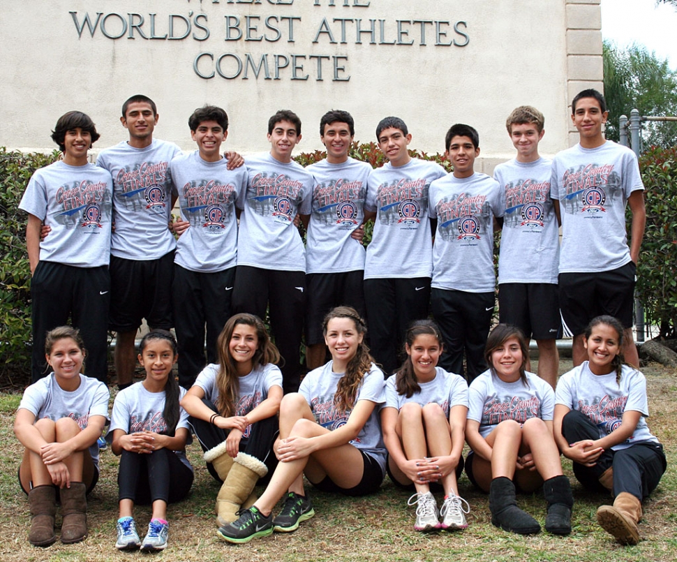(l-r) (top) Frank Chavez, Hugo Valdovinos, Anthony Rivas, Alexander Frias, Jose Almaguer, Nicolas Frias, Adrian Mejia, Justin Beach and Isaac Gomez. (bottom) Jordyn Vassaur, Irma Torres, Kiana Hope, Laura Garnica, Alexis Tafoya, Sofia Gallardo and Maria Villalobos. The Fillmore Cross Country team, both boys and girls, competed at the CIF Finals this past Saturday. The boys finished 3rd in the Southern Section Finals Division 4 and advanced on to the State Finals in Fresno this Saturday at Woodward Park. Way to run flashes!