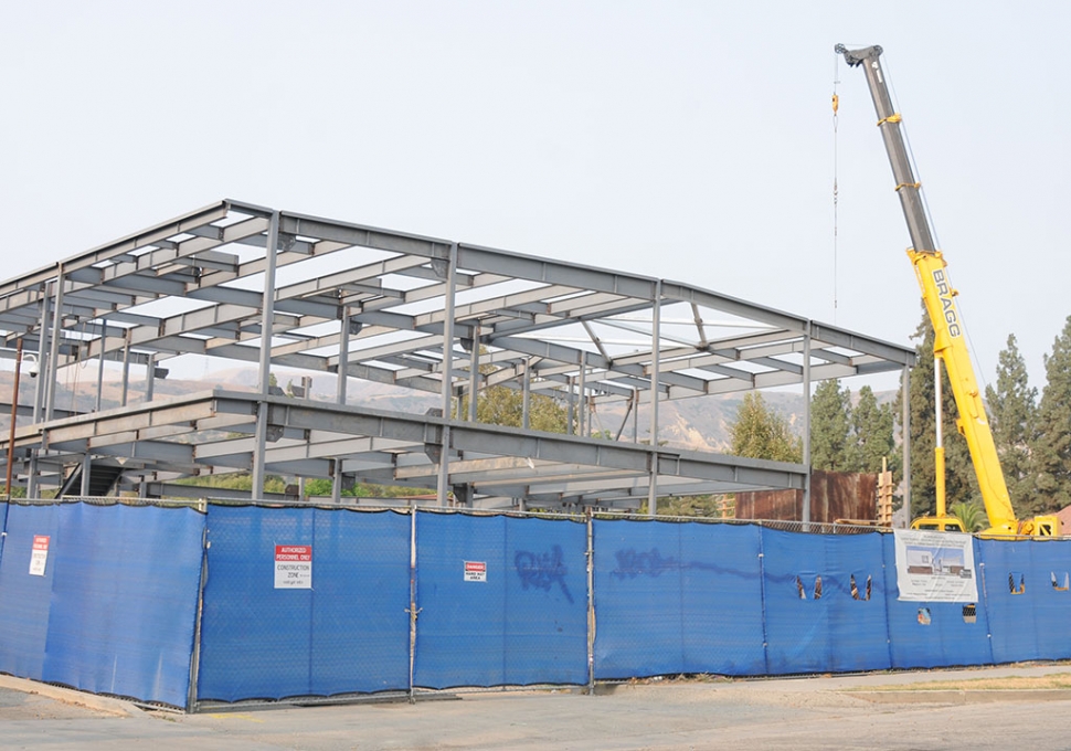 Fillmore High School’s soon to be Career Tech Education building. Crews worked all week installing steel framing for the tech building. The construction has been making good progress despite the COVID-19 pandemic.