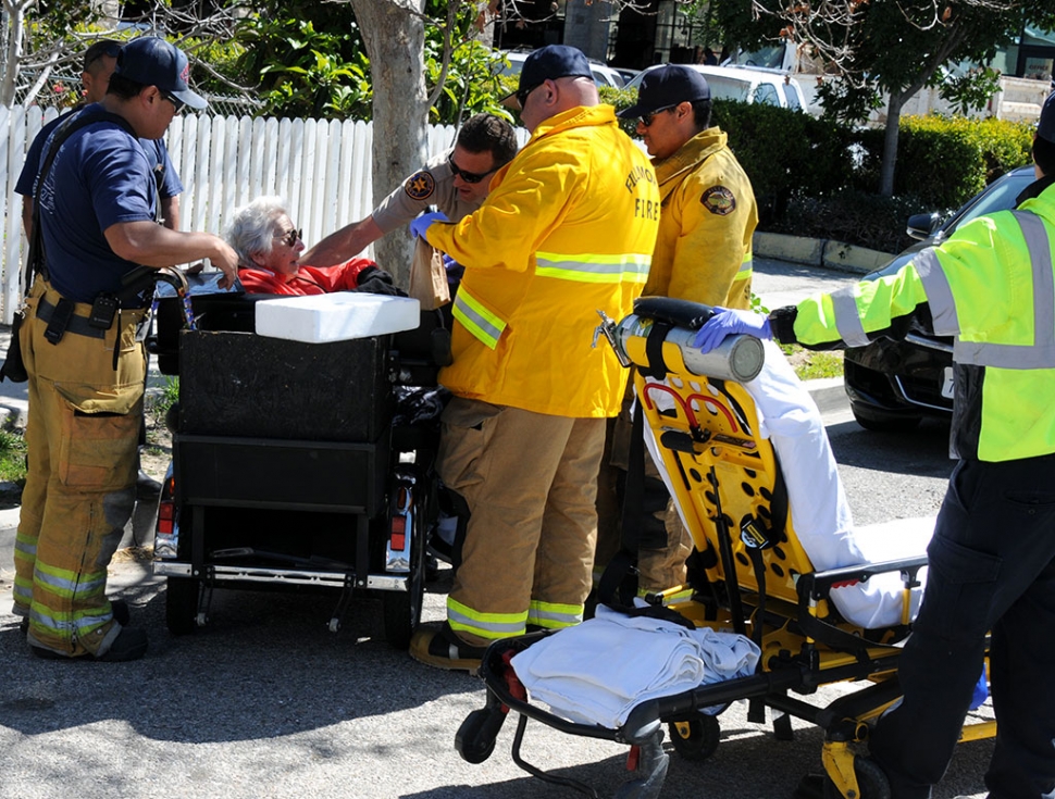 Fillmore’s own Floreine Data can be seen rolling around town in her electric scooter any day of the week. Mrs. Data, who will be 102 years old in May, was bumped by a car on Wednesday, March 13 just after 11 a.m., on A Street, just north of Ventura Street (Hwy 126). Fortunately, she was not injured, but Fillmore Fire and Police took extra care in making sure she was alright.