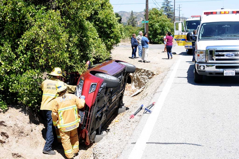 On Monday, June 12th at approximately 2:09pm, Ventura County Fire department responded to a call about a Red Nissan Altima going off the road and into a ditch near the corner of Cliff Ave. and Muir St. in Fillmore. There were no injuries reported at the time of the accident and the cause is unknown at this time.