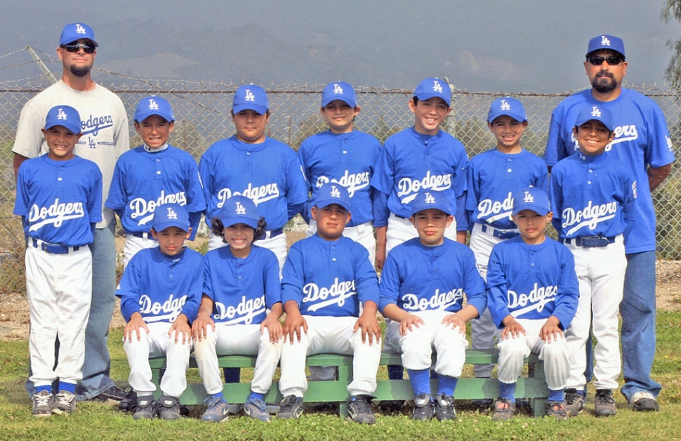 10 and Under Fillmore Dodgers came in first place here in the Fillmore Little League. The team was chosen to go to the play-offs where they battled against Santa Paula Blue Jays 11-5 in the championship play-offs game to take third place in Saticoy on June 20. Pictured above are Manager/Coach Aric Diaz, Coach Kevin Richardson, Michael Richardson, Darian Delgadillo, Jose Avila, Tatem Frosberg, Steven Juarez, Chris Castro, Aric Diaz, Anthony Aguilera, Joe Joe Vaca, Diego Garcia, Joey Zepeda, and Saul Santa Rosa. Not pictured in the
photo above is Coach Danny Aguilera. Si Se PUEDE!!!!! GO DODGERS!!!!!