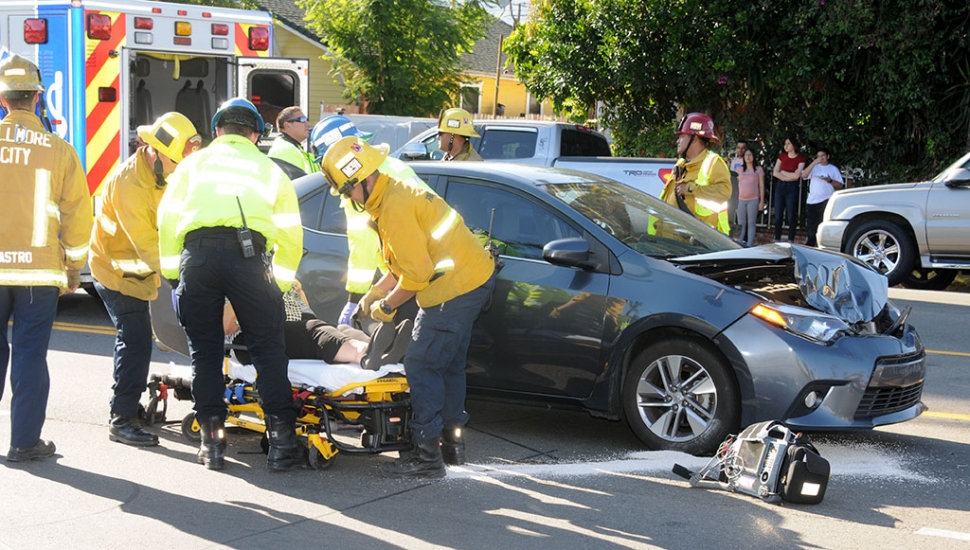 On Saturday, July 4, a 3-car collision occurred on Hwy. 126 near A Street. The driver of an older Nissan pickup drove into the rear of a Toyota 4-door sedan, which in turn struck a smaller Toyota sports vehicle. A female passenger in the sedan was transported by ambulance to a local hospital. No specific injuries were indicated. The male driver of the Nissan was arrested for suspected DUI.