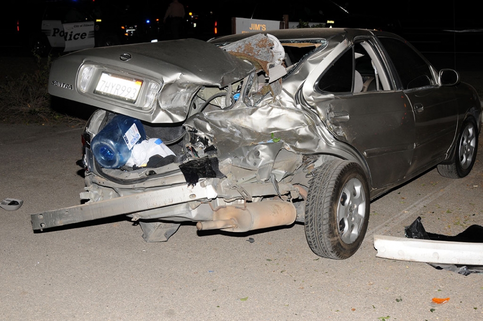 On December 21st a traffic collision was reported on Highway 126 near E Street in Fillmore. A white SUV veered off the road through some bushes, took out the Jim’s Fillmore Towing sign and struck a parked Nissan Sentra. Upon later investigation the driver was arrested for driving under the influence.