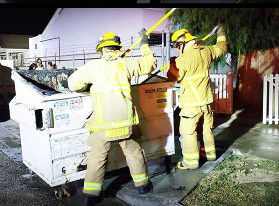 On Sunday, July 1st in the 300 block of Fillmore Street at approximately 10pm Engine 91 responded to calls about a dumpster fire. Cause of the fire is unknown. Photo courtesy Fillmore Fire.