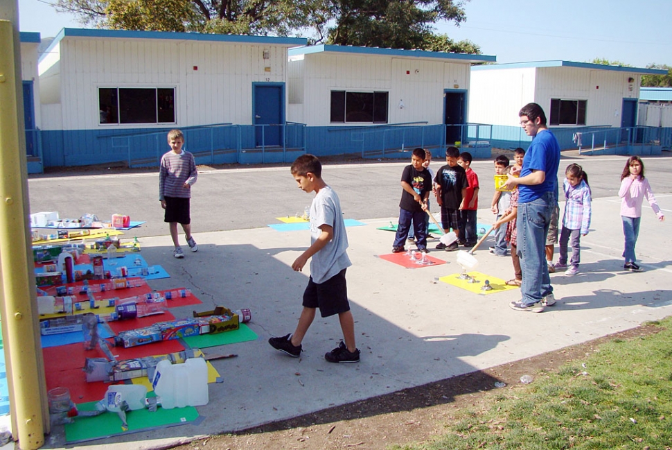 Steve Meich and Inger Overton, staff at San Cayetano, planned games that only incorporated recyclables. All of the money collected from the recyclable event was donated to a local charity.