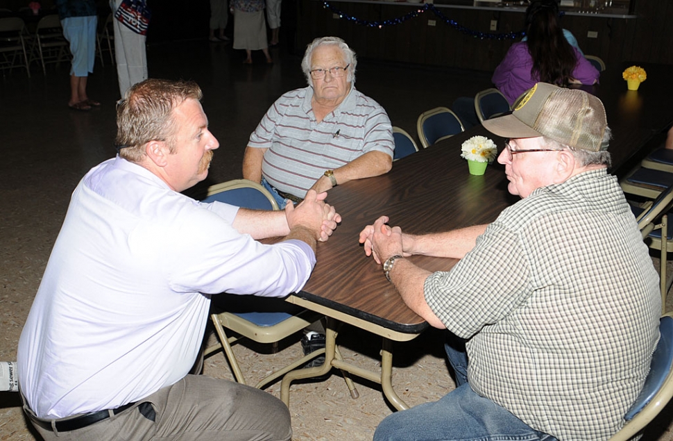 City Council candidate Rick Neal attended the fireside meeting last week at the El Dorado Mobilehome Park, along with Douglas Tuck and Manuel Minjares.