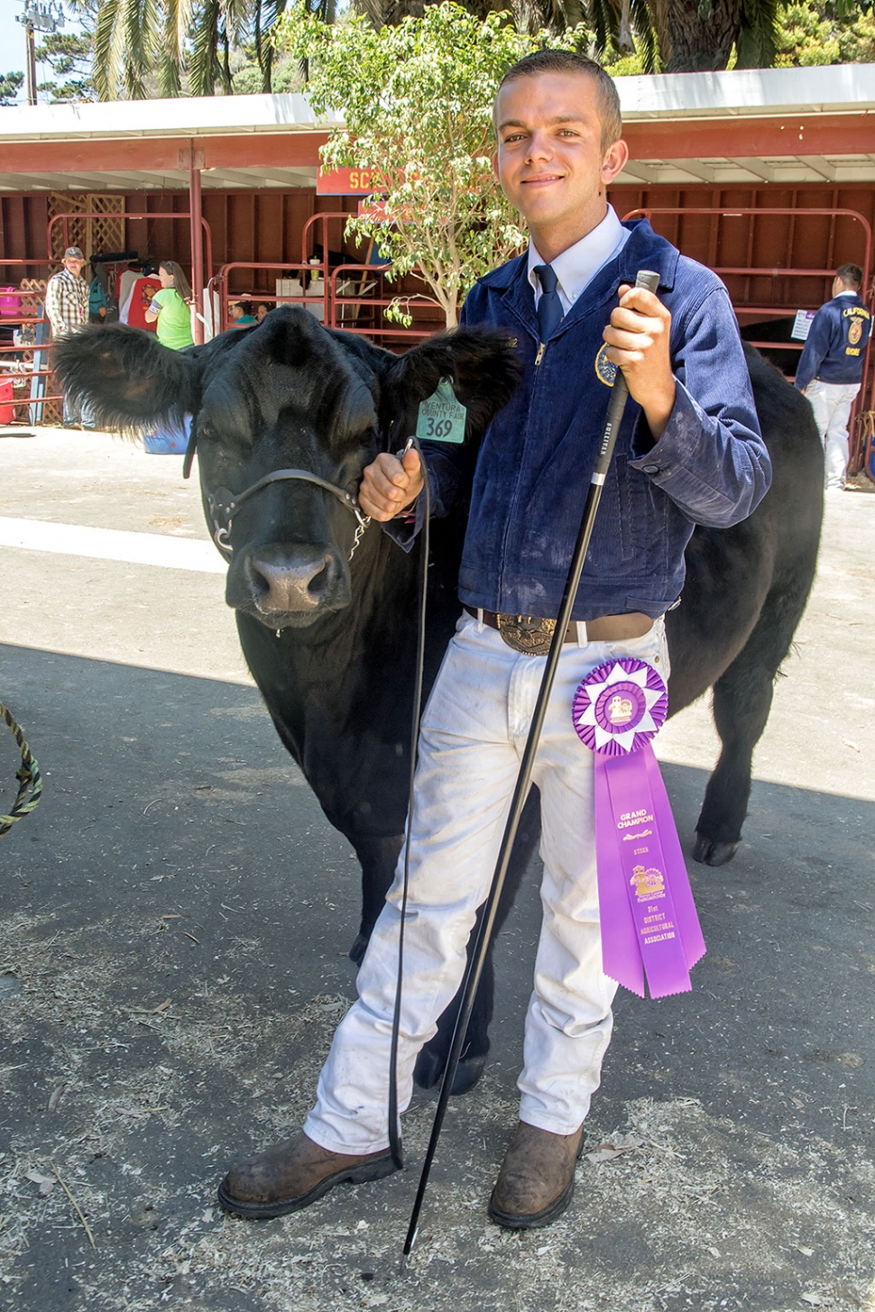 Jeffrey McGuire’s steer top bid was an auction record: $40 per pound. Moonshie should be proud. Jeffrey’s 1,398 pound steer garnered $55,920! Jeffrey, 18, is with the Fillmore FFA program. Last year his steer won FFA Reserve Grand Champion.