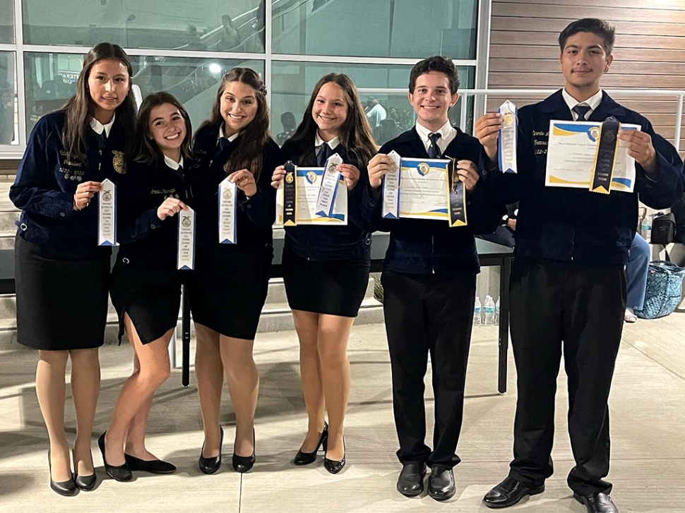 Fillmore FFA hosted the Ventura Section Opening and Closing Contest last week and hosted over 200 FFA members and guests. Fillmore FFA took home multiple titles, and outstanding positions. Congratulations to the following: Novice Division
Outstanding Secretary - Haley Robledo 2nd Place - Team 2 5th Place - Team 3 Advanced Division 2nd Place - Fillmore Team 1
Outstanding VP - Jacquie Ordonez Outstanding Reporter - Nelly Rodriguez Officer Division 1st Place - FILLMORE Outstanding Sentinel - Joaquin (Danny) Holladay Outstanding Reporter - Della Alamillo Outstanding Treasurer - Vicente López Congratulations again to EVERYONE! Thank you to all our volunteers and student helpers. Courtesy https://www.facebook.com/FillmoreFFA/
