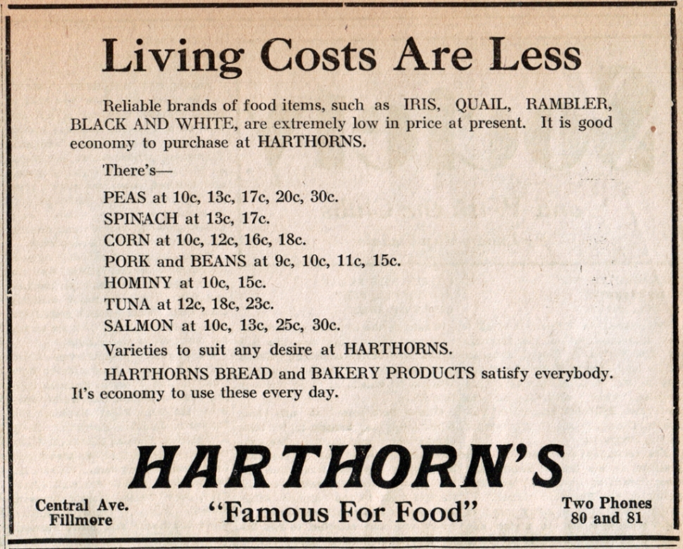 Harthorn's advertisement from January 1932.
