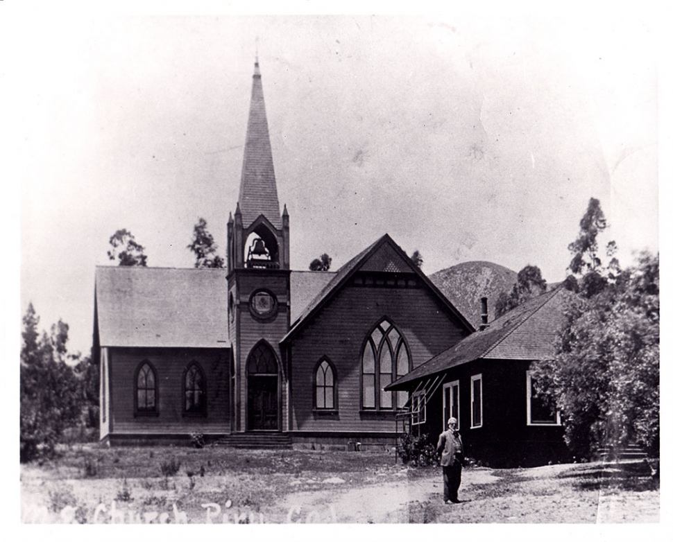 David C. Cook in front of the Piru Church. He paid for the building of the Piru Methodist Episcopal Church and also built the Piru Mansion, which was his home; both are still standing today. Photos courtesy Fillmore Historical Museum.