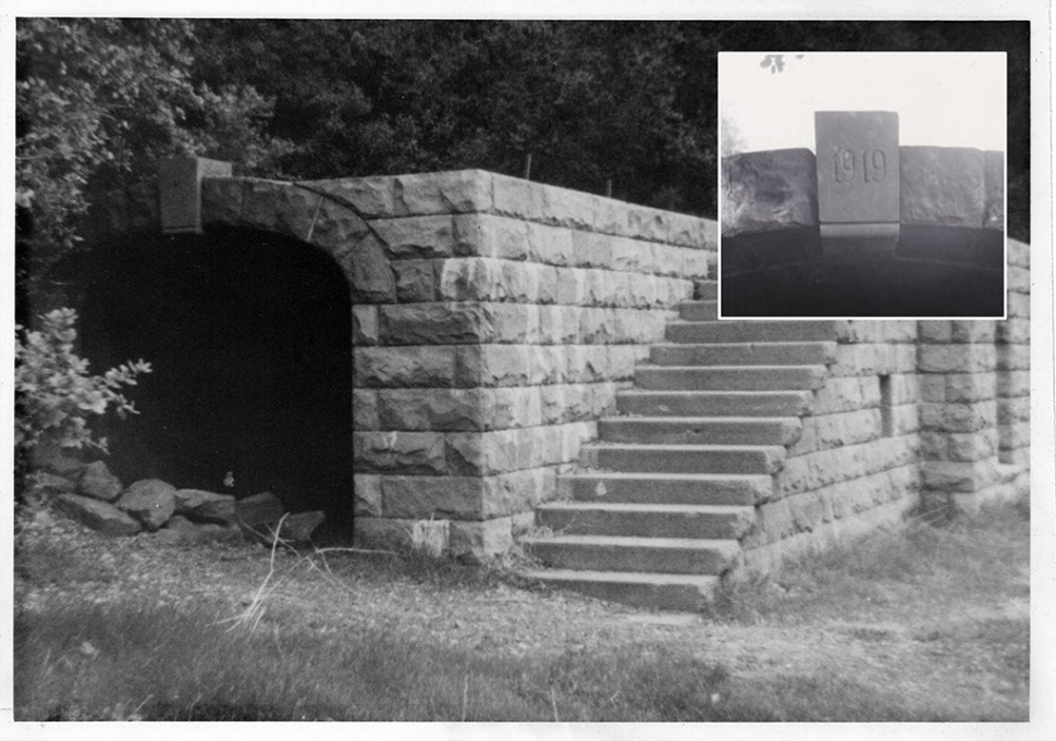 The foundation of what was to be the Henley Home with keystone showing circa 1919.