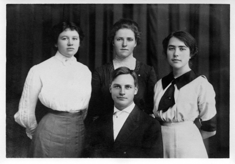 The first Fillmore High School Graduating Class in 1911. Left to right are Mary Cummings, Albert Wiklund, Sarah King, and Mabel Arthur. Photos credit Fillmore Historical Museum.