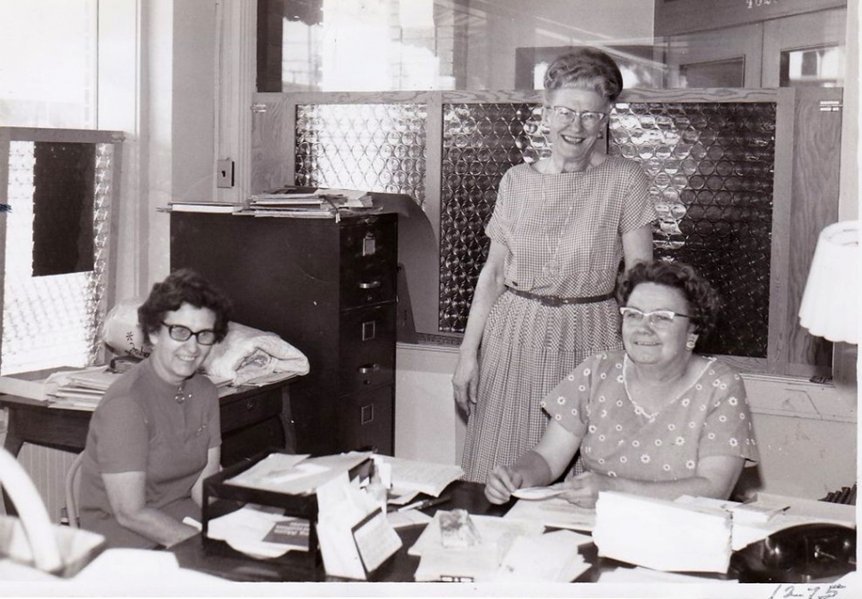 Ruth Walker, Edith Jarrett, and Dorothy Haase in 1970, who were instrumental in creating the Fillmore Historical Society and Museum. They sent a letter to 100 families in the community and to businesses and civic organizations asking why they
came to Fillmore, when, and if they had items to put on display. Photos credit Fillmore Historical Museum.