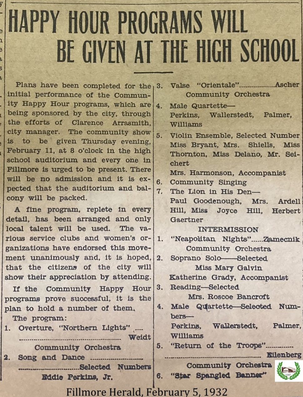 Happy Hour Program February 5, 1932. 
