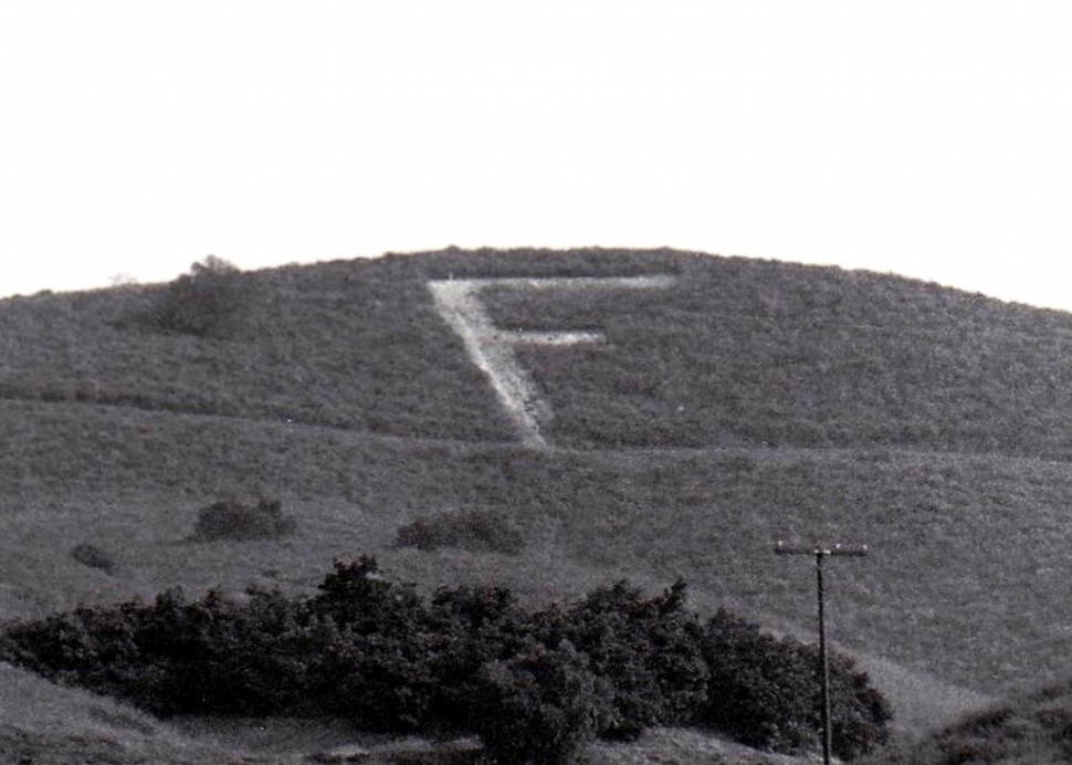 The well known F on hill in Fillmore in 1986, which went up back in May 1936. Photos courtesy Fillmore Historical Museum.