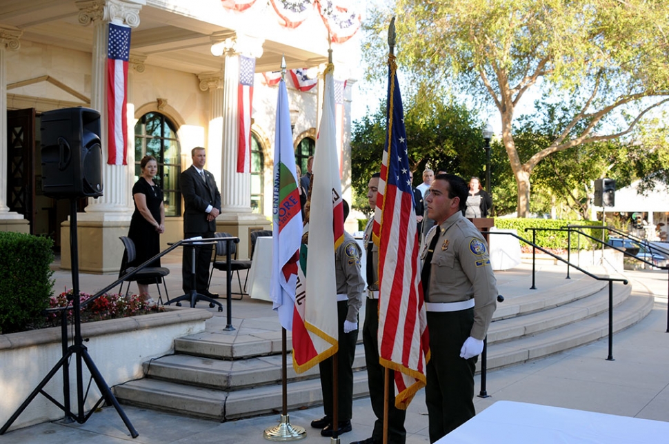 Presentation of our US flag by Explorers Adrian Mejia, Tyler Hackworth and Brandon Pina.