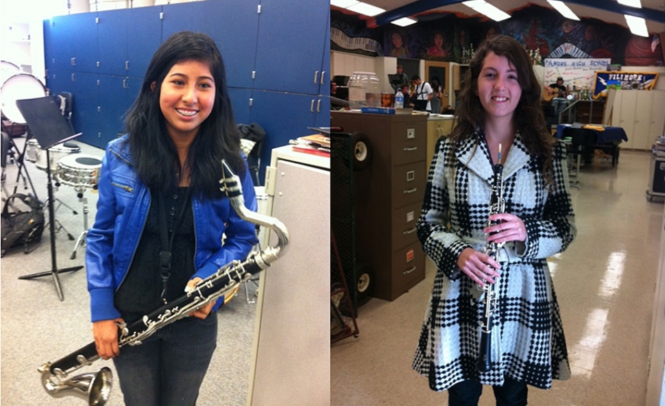 (l-r) Perla Chavez-Hernandez, Bass Clarinet and Brandy Nisbet, oboe.