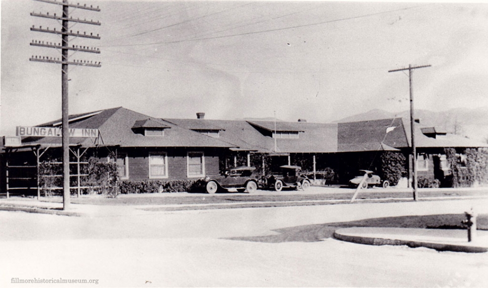 The Bungalow Inn on Santa Clara Street built in 1911. It had 20 rooms for many who traveled through Fillmore.
