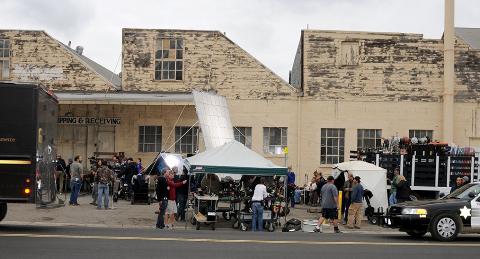 Filming took place last week at the corner of A Street and Sespe Avenue on the FX Series “Justified”.