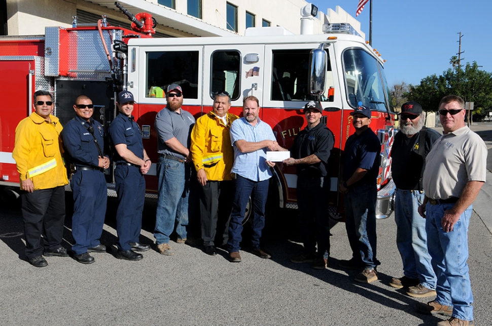 On Monday February 9th Seneca Resources donated a $3,500.00 check to the Fillmore Firefighters Foundation. This money will go for training, equipment, tools and Fire Station upgrade.  The Fillmore Fire Department and Fillmore Firefighters Foundation appreciates the continued support.  Pictured is as follows Fire Chief Rigo Landeros, Assistant fire Chief Bill Herrera, Captain Billy Gabriel, Firefighter/Paramedic Pete Anderson. Seneca Resources employees Chris McDermott, Luke Faith, Louie Morgan, Felix (Joey) Salazar and Eric Morales.