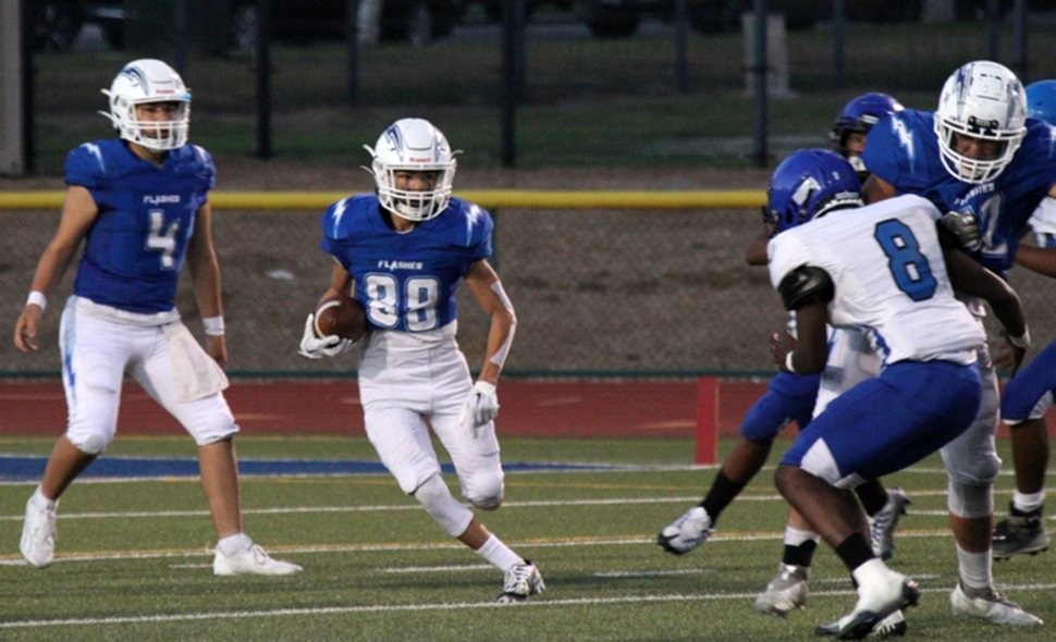 On Friday, August 19th, Fillmore Flashes Varsity kicked off the 2022 Season defeating the California City Ravens, 49–0. Pictured is Flashes #88 running the ball up the field for an 85-yard touchdown in Friday’s game. Photos credit Crystal Gurrola.