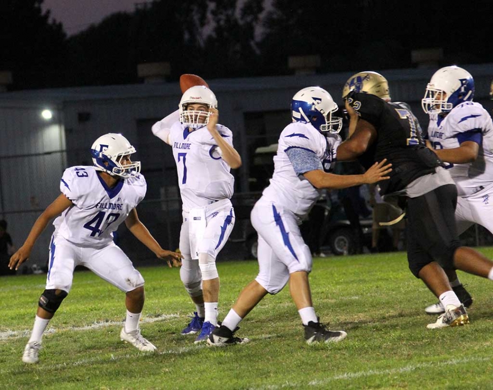 Friday, September 1st Fillmore High School kicked off their first games of the 2017 football season away at Channel Islands High School. Flashes JV defeated Channels Islands 14 – 0. Unfortunately, Flashes Varsity was defeated 24 – 6. The Flashes look forward to their next game Friday, September 8th at Hueneme High School to take on the Vikings, JV game starts at 4:00pm and Varsity at 7:30pm. Fillmore Flashes Football Photos Courtesy Crystal Gurrola.