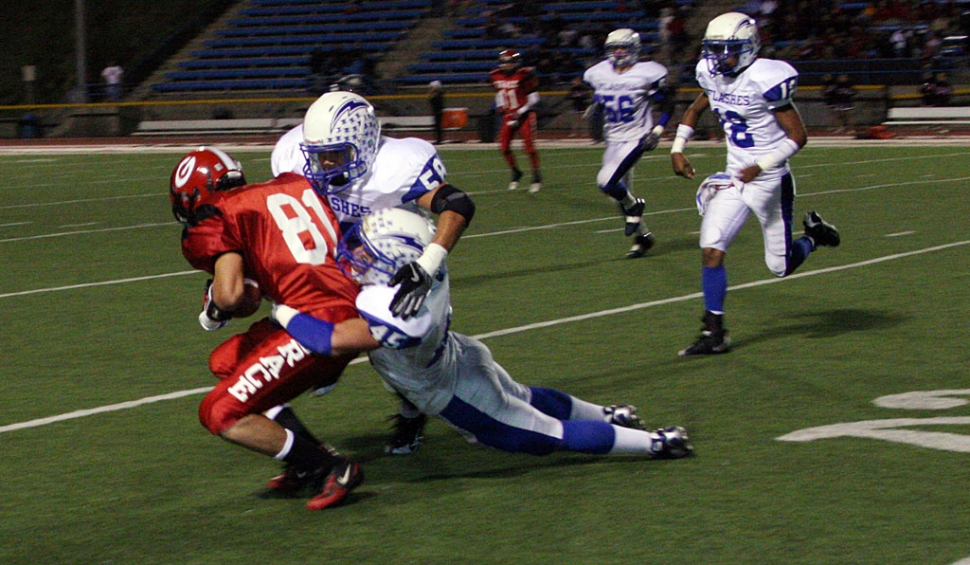 Derek Luna #58 and Matt DeLaCruz #45 had a great game on defense Friday night. DeLaCruz also had 12 tackles. Also on defense Dylan Dawson had 12 tackles and Major Lee had an interception.