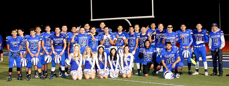 This past Friday, Fillmore played Santa Clara High School in their Championship Game. Flashes beat Santa Clara
by 47 points, leaving the final score FHS=54 to SCHS=7. Kevin Galvan had 13 tackles this game. Christian Cisneros broke two school records, he threw for 283 yards in the game, the record was 267 yards by Nathan Ibarra set in 2007, he also threw five touchdown passes in the game, the record was four by Corey Cole set in 2010. George Tarango had 8 catches for 168 yards and also broke a school record, he has 50 receptions on the season the record was 45 by Chris De la Paz set in 2010. Flashes are now the 2016 undefeated Frontier League Champs. 