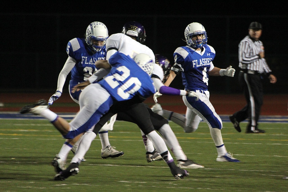 Adam Jimenez #20 makes a great tackle against his opponet. According to Coach Matt Dollar, “They were a very good team and have a chance to win the division title. It was a great season, the team should be very proud of their efforts”.