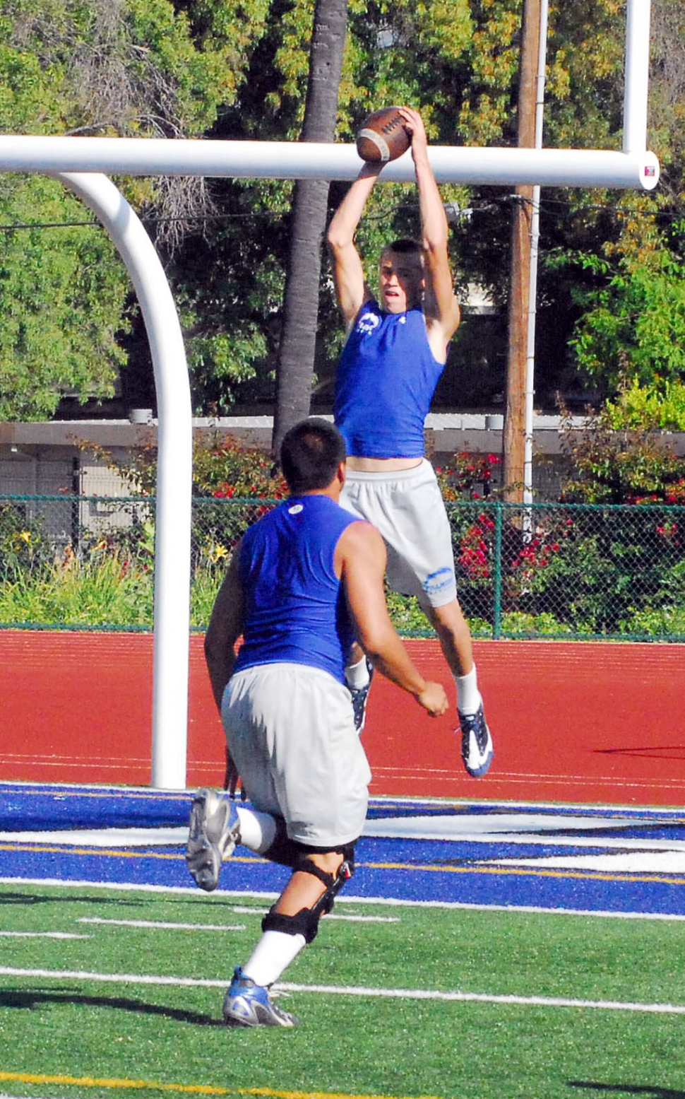 Cory Cole intercepts the pass from Bishop Diego last Thursday, July 8th.