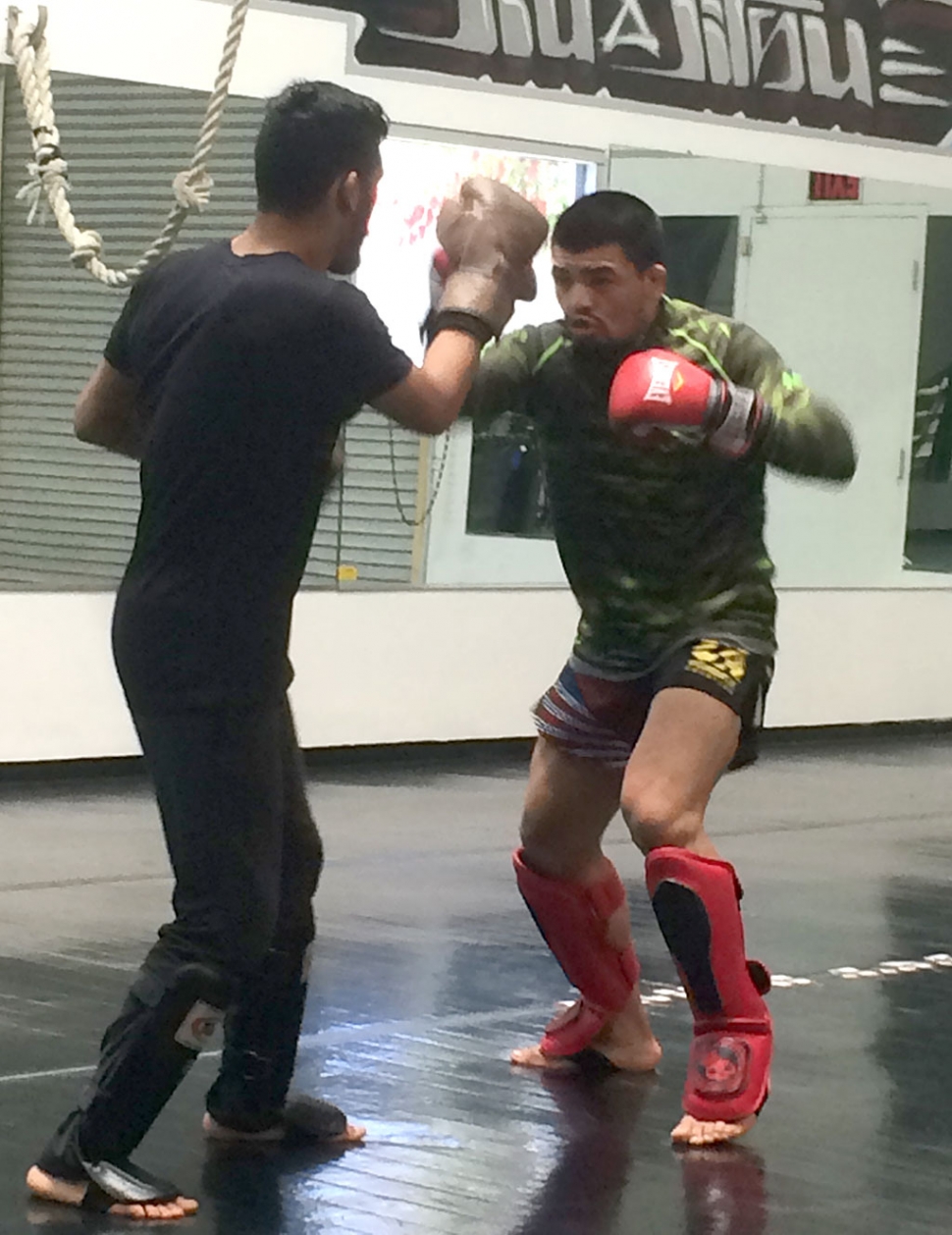 Pictured right is Jose “Froggy” Estrada during his training at his home gym, West Coast Jiu-Jitsus in Oxnard. Photo courtesy Joe Woods.