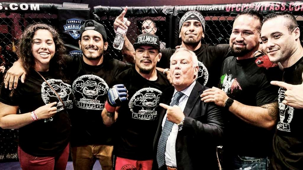 (center) Jose “Froggy” Estrada after winning his 2nd Pro MMA Fight at the LA Exchange