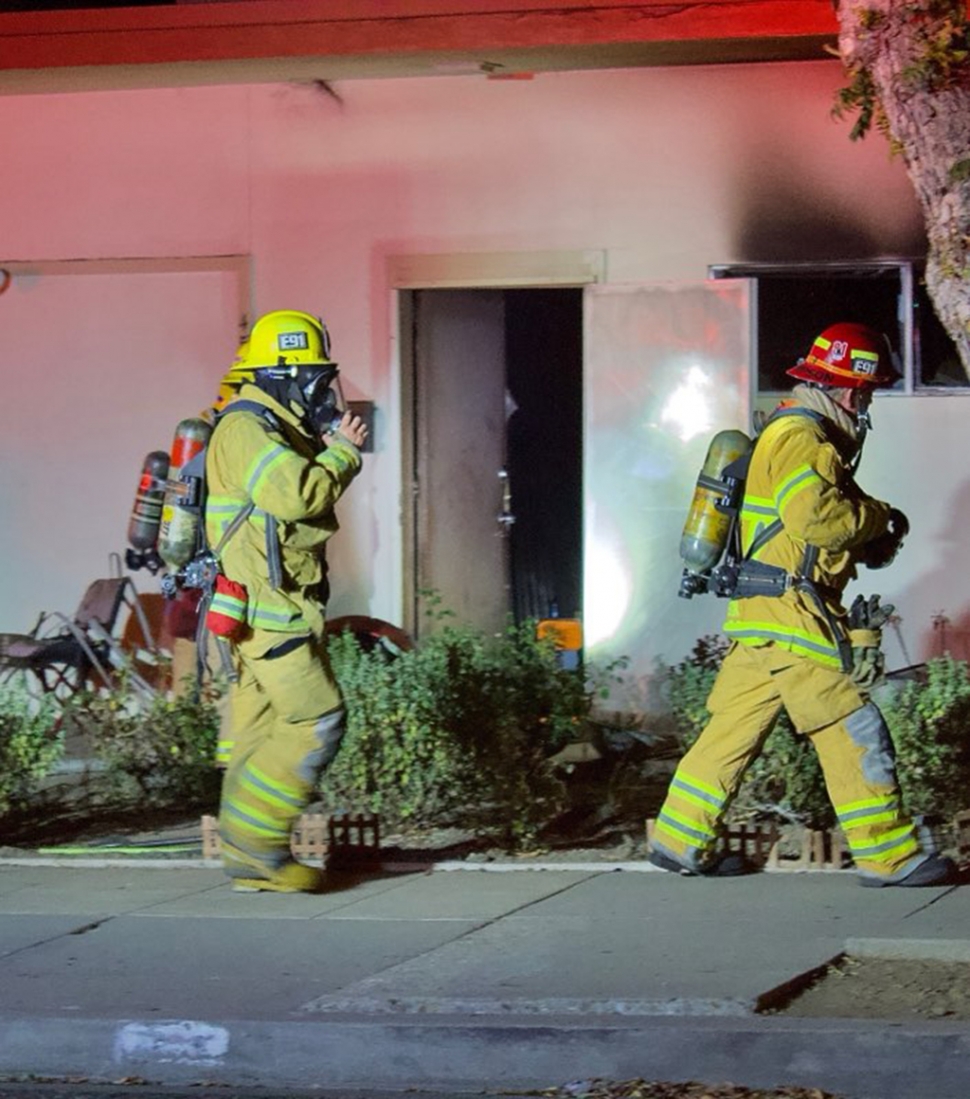 On October 3rd, 2021, at 11:51pm, Fillmore Fire Department was dispatched to a reported structure fire in the 600 block of Central Avenue, Fillmore. Arriving fire crews reported smoke showing from the windows of the Perez Family Funeral Home, and requested to attach VCFD (RE27). Fire crews conducted a primary search and fire was reported knocked down by 12:05am. Fillmore Police Department was also requested to respond to the scene for traffic control. At 12:07am the primary search was completed but fire crews remained for about three hours, with Investigator 91 on scene. Cause of the fire is under investigation. Photo credit Angel Esquivel-AE News.