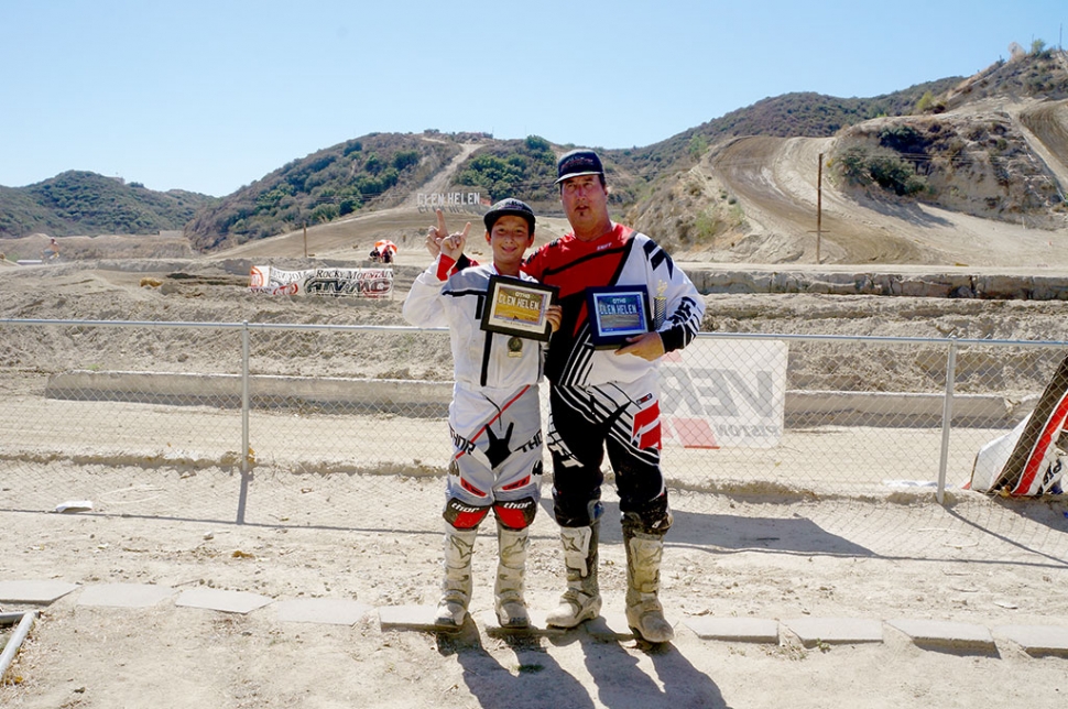 Blake Boren and his dad sweep the Glen Helen nationals on October 4th and 5th. Blake on Saturday ran 3-2 and Sunday ran 1-2 for first over all. His dad Greg on Saturday ran 1-1 and Sunday ran 1-1 for first over all.
