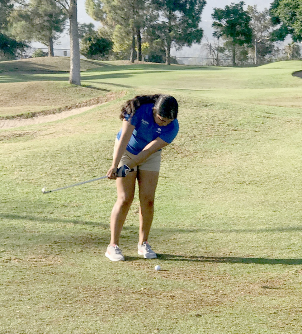 Flashes golfer Destiny Menjuga getting ready to take her shot in their match against Santa Barbara last week. Photo courtesy Coach Dave Mac Donald.