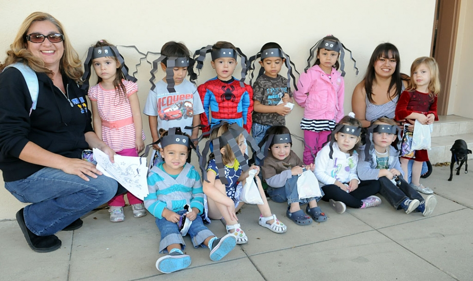 Miss Martha and Miss Salina of Sonshine Preschool escorted a bunch of Scary Spiders to the Santa Barbara Bank for Halloween treats. Gazette mascot, Pebbles, enjoyed the extra pets.