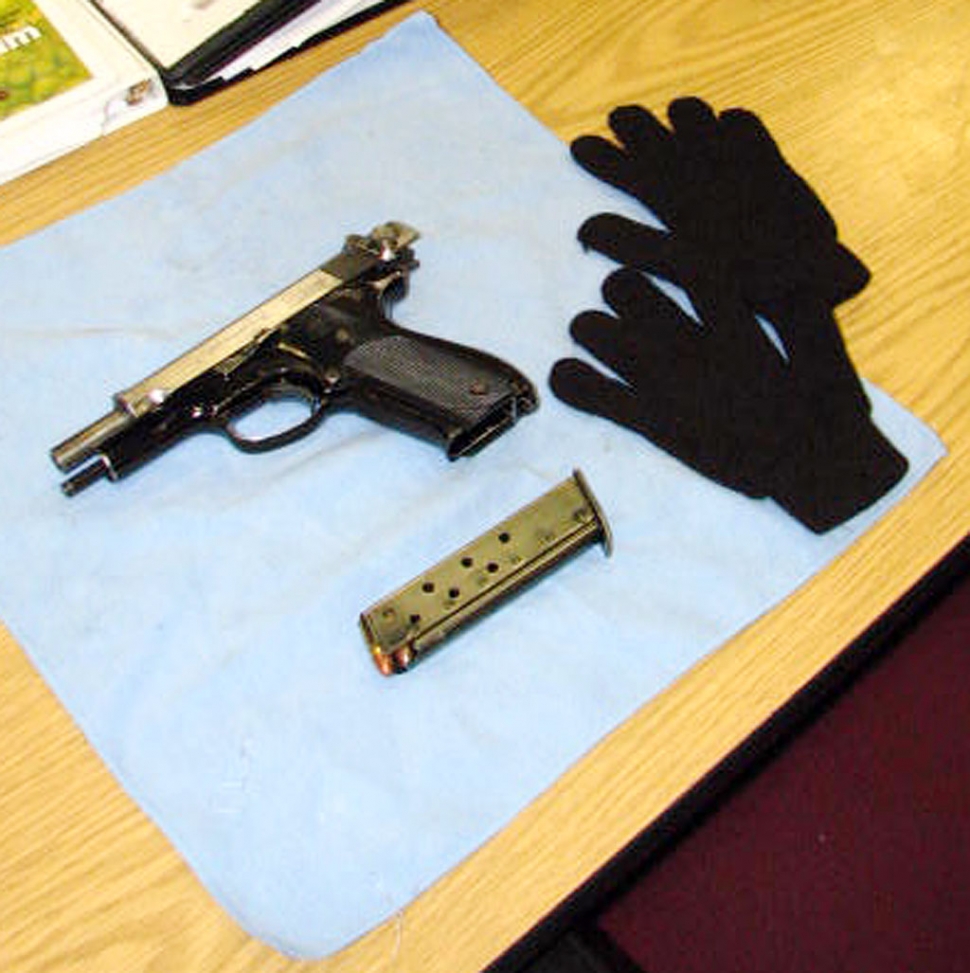 Above, one of the weapons confiscated by Ventura County Sheriff’s deputies in the Saturday, March 14 surprise search of numerous gang locations. Sheriff’s Patrol, Gang, and Special Enforcement Units participated.