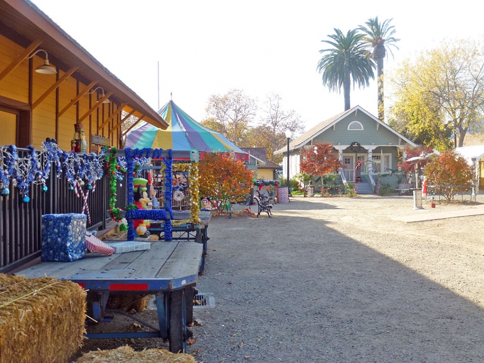 The Fillmore Historical Museum and Fillmore & Western Railway yard are all decorated for the Christmas season. Sparkling, colorful lights, Christmas bulbs, garland, toy soldiers and all the trimmings add a festive touch to the location.